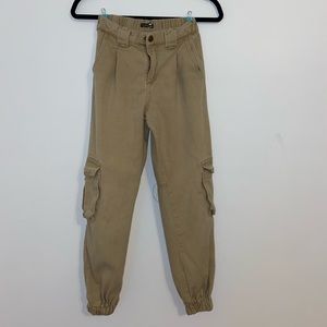 Khaki High Rise Cargo Pants Joggers